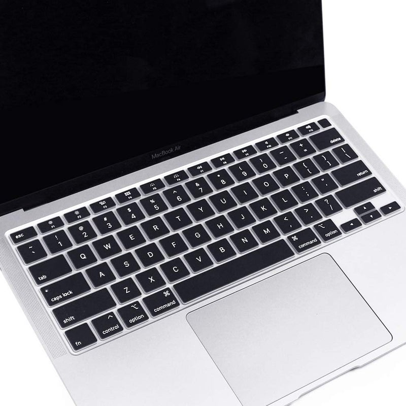 ProElife Ultra Thin Keyboard Cover Skin for 2021-2020 MacBook Air 13 Inch Model A2337 Apple M1 Chip A2179 (U.S Layout) with Touch ID Accessories Keyboard Silicone Protective Skin (Black) - Image 3